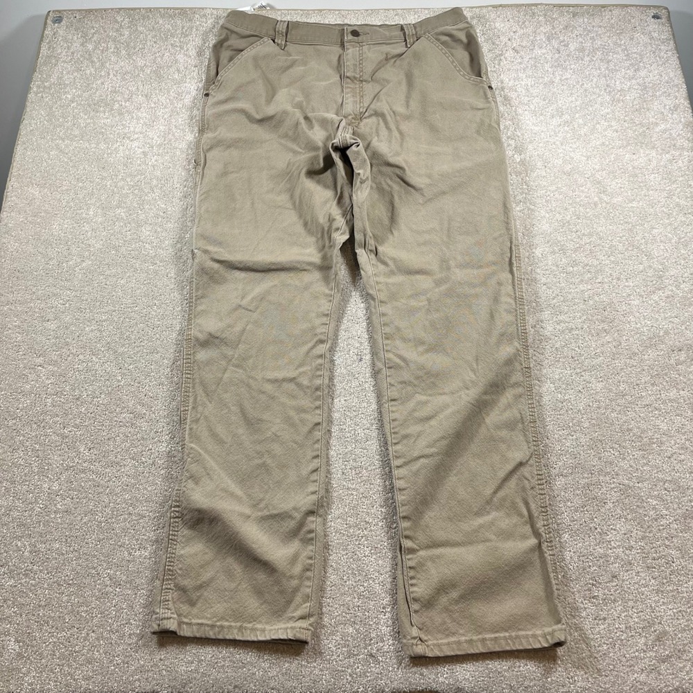 Wrangler Carpenter Pants Mens 38x34 Tan Canvas Stretch Utility 1094LXWCK